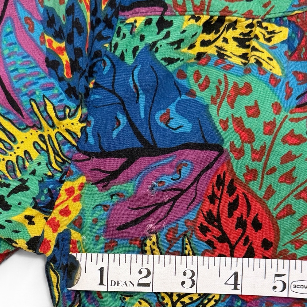 Vintage 80s Tareti Petites Retro Abstract Multicolor Button Up Collared Dress - Picture 11 of 11